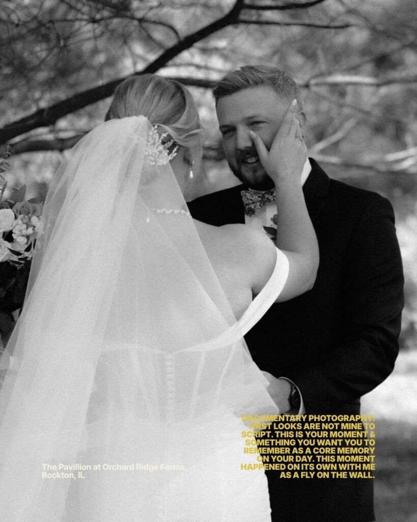 Documentary Wedding Photography — First Look at Orchard Ridge Farms Rockton IL